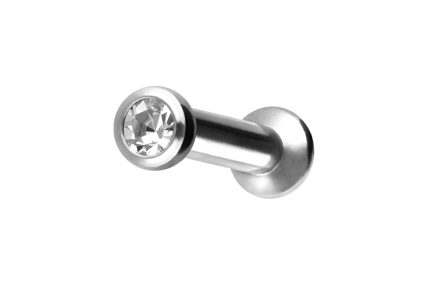 Titan Triple Piercing Mini Labret mit Push Fit FLAT-DISC + KRISTALL
